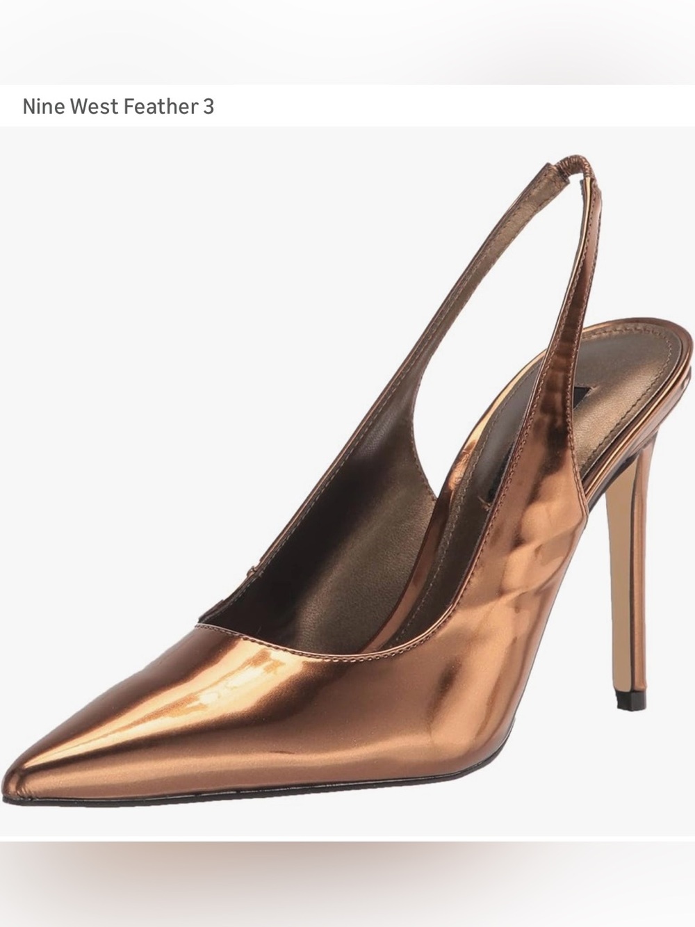 Nine West Bronze Metallic Pointed-Toe Slingback Heels - New In Box